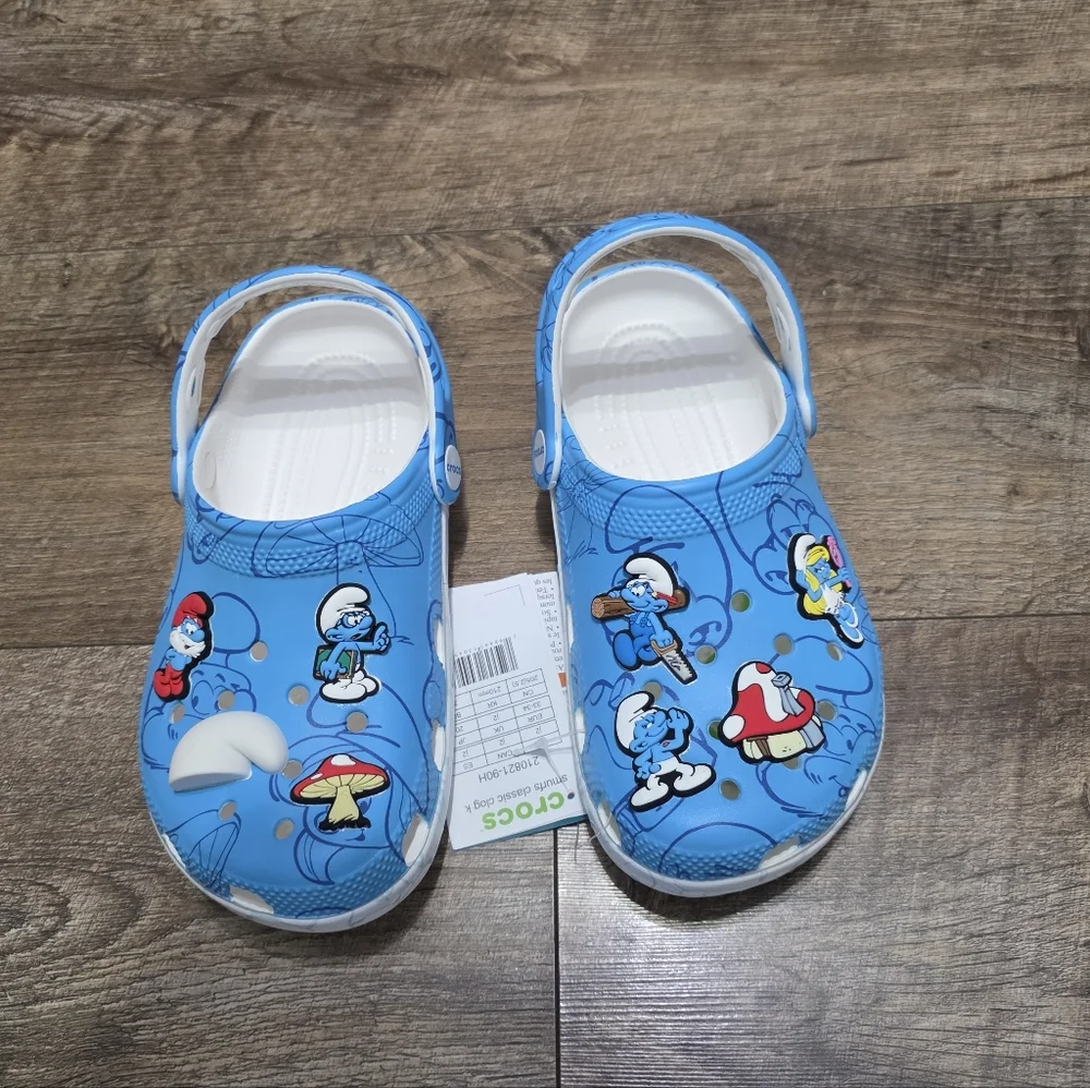 New Crocs  Kids Blue Smurfs Little Girls 12